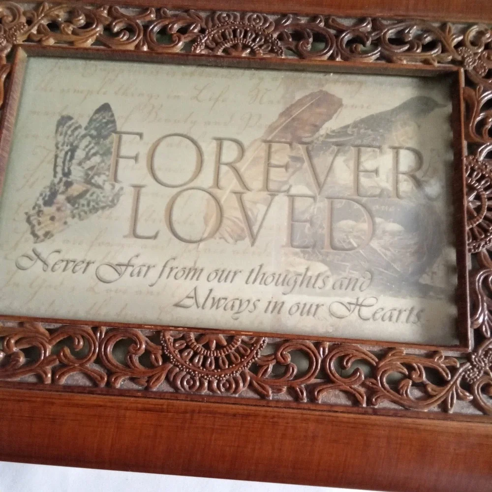 Cottage Garden Forever Loved Wooden Music Box Photo Frame Memorial Keepsake Box